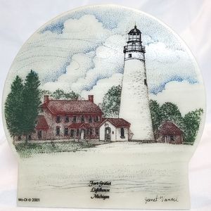 Fort Gratiot Lighthouse Michigan Wall Tabletop Decore Artist Janet Vancil